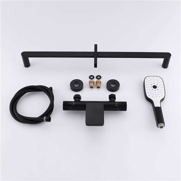 Clihome 1-Handle Wall Mount Bathtub Faucet with Hand Shower Included in Matte Black