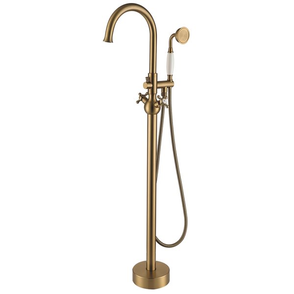 Clihome Brushed Brass 2Handle Freestanding Claw Bathtub Faucet with