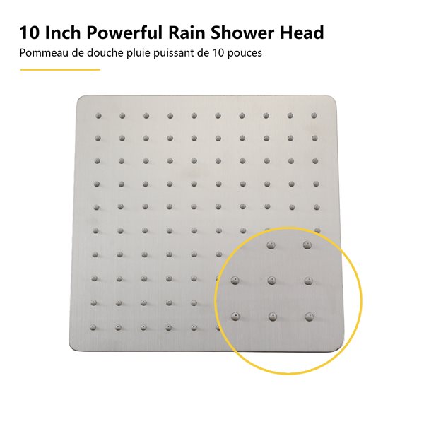 Boyel Living Brushed Nickel 10-in Metal Ceiling Shower Head with Built-in Shower System