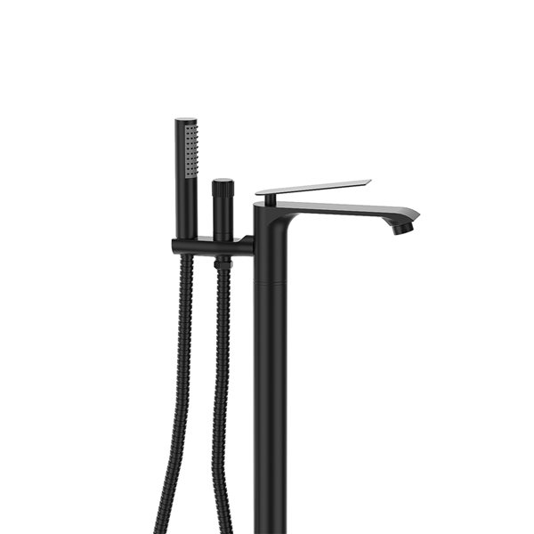 Clihome 1-Handle Freestanding Bathtub Faucet with Hand Shower Included - Matte Black Finish