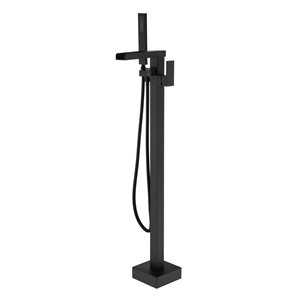 Clihome 1-Handle Freestanding Matte Black Bathtub Faucet with Handheld Shower Included