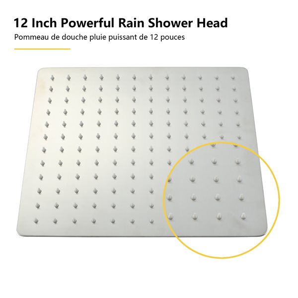 Boyel Living Brushed Nickel 12-in Metal Ceiling Shower Head with Built-in Shower System