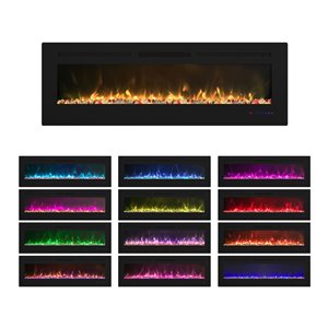 Clihome 60-in W Black LED Built-in and Wall Mount Electric Fireplace