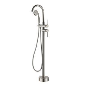 Clihome 2-Handle Freestanding Bathtub Faucet with Hand Shower Included in Brushed Nickel Finish