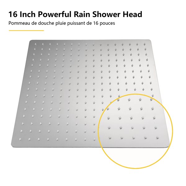 Boyel Living Brushed Nickel 16-in Metal Ceiling Shower Head with Built-in Shower System