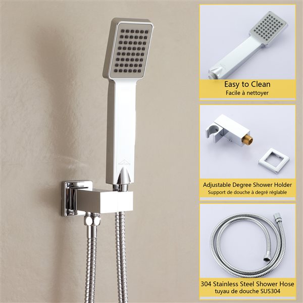 Boyel Living Brushed Chrome 8-in Metal Shower Head with Built-in Shower System