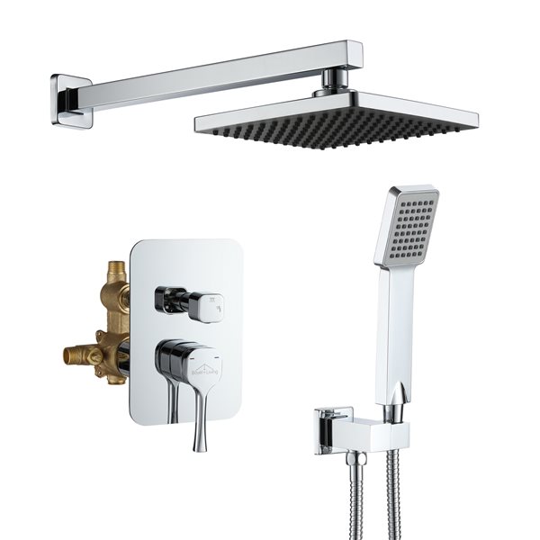 Boyel Living Brushed Chrome 8-in Metal Shower Head with Built-in Shower System