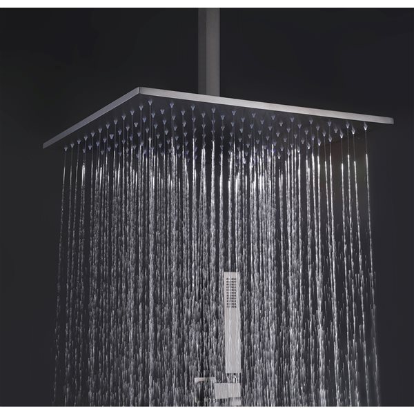 Clihome Brushed Nickel 12-in Solid Brass Shower Head with Thermostatic Built-in Shower System and Side Spray