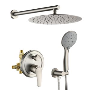 Clihome 12-in Metal Shower Head with Built-in Shower System - Brushed Nickel