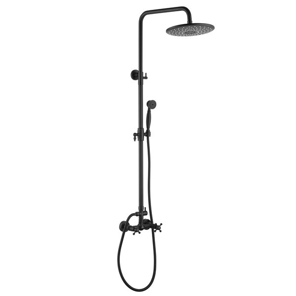 Boyel Living Matte Black 8in Solid Brass Shower Head with Shower Bar