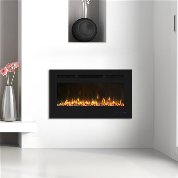 Clihome 30-in W Black LED Built-in and Wall Mount Electric Fireplace  CMD-CH30R | RONA
