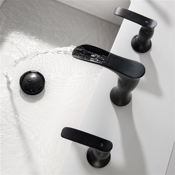 Clihome Matte Black 2-Handle Widespread WaterSense Labelled Bathroom Sink Faucet