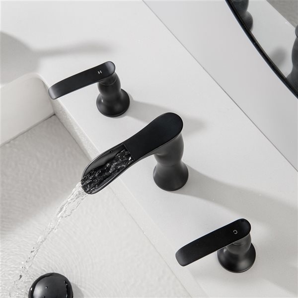 Clihome Matte Black 2-Handle Widespread WaterSense Labelled Bathroom Sink Faucet