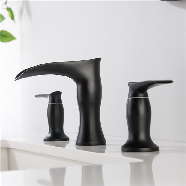 Clihome Matte Black 2-Handle Widespread WaterSense Labelled Bathroom Sink Faucet