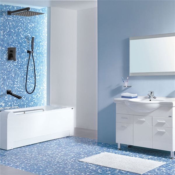 Clihome 10-in Metal Rain Shower Head with Built-in Shower System - Matte Black