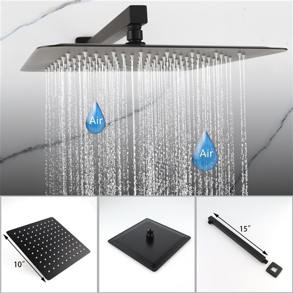 Clihome 10-in Metal Rain Shower Head with Built-in Shower System - Matte Black