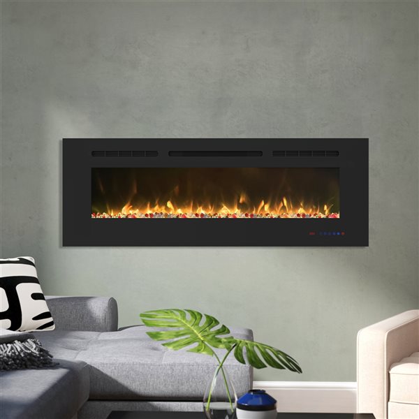 Clihome 50-in W Black LED Built-in and Wall Mount Electric Fireplace