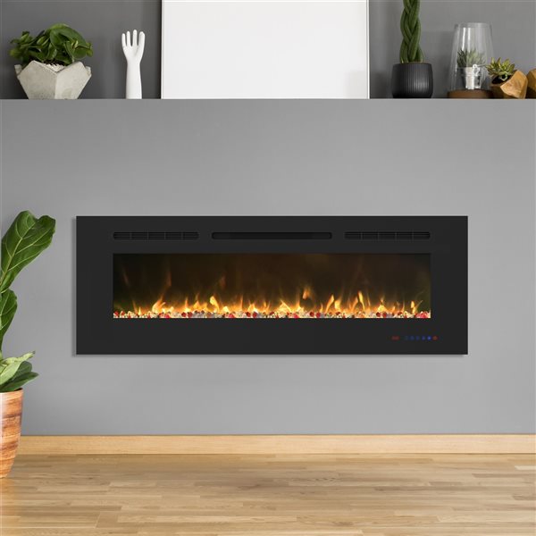Clihome 50-in W Black LED Built-in and Wall Mount Electric Fireplace