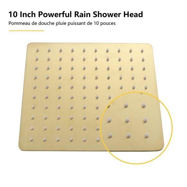 Boyel Living Brushed Gold 10-in Metal Ceiling Shower Head with Built-in Shower System