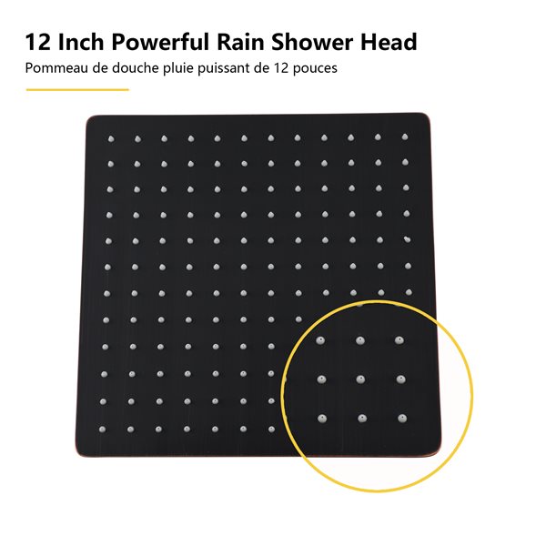 Boyel Living Oil-Rubbed Bronze 12-in Metal Ceiling Shower Head with Built-in Shower System