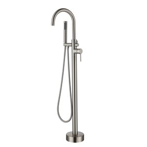 Clihome Brushed Nickel 1-Handle Freestanding Bathtub Filler with Hand Shower Included