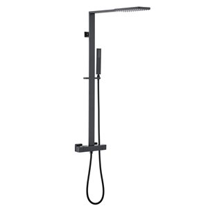 Clihome 10-in ABS Shower Head with Shower Bar System - Matte Black