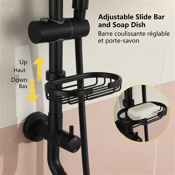 Boyel Living Matte Black 10in Metal Dual Shower Head with Shower Bar