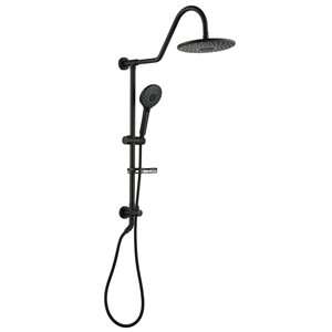 Boyel Living Matte Black 10-in Metal Dual Shower Head with Shower Bar System and Soap Dish