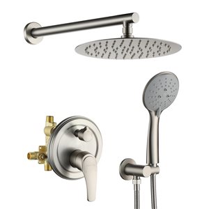 Clihome 10-in Metal Shower Head with Built-in Shower System - Brushed Nickel