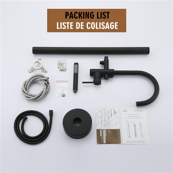 Clihome Matte Black 1-Handle Freestanding Bathtub Filler with Hand Shower Included