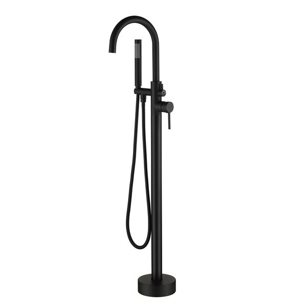 Clihome Matte Black 1-Handle Freestanding Bathtub Filler with Hand Shower Included