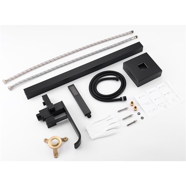 Clihome Matte Black Finish 1-Handle Freestanding Bathtub Faucet with Hand Shower Included