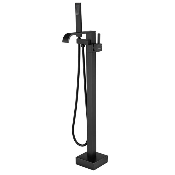 Clihome Matte Black Finish 1-Handle Freestanding Bathtub Faucet with Hand Shower Included