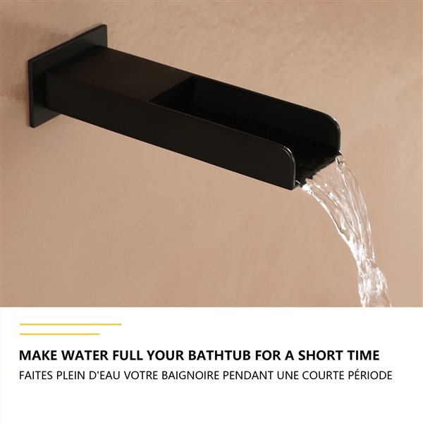 Boyel Living Matte Black 12-in Metal Rain Shower Head with 3-Function Built-in Shower System