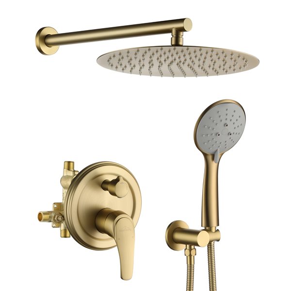 Clihome 12-in Metal Shower Head with Built-in Shower System - Brushed Gold