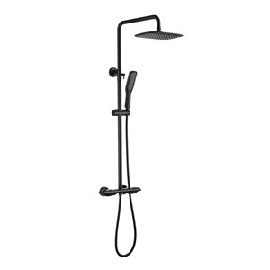 Clihome Matte Black 10-in ABS Shower Head with Shower Bar System