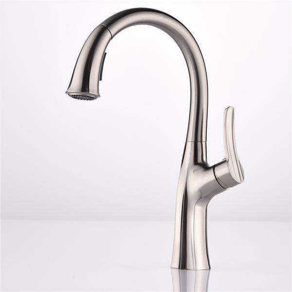 Boyel Living Brushed Nickel 1-Handle Deck Mount Zinc Alloy Pull-Down Lever Kitchen Faucet