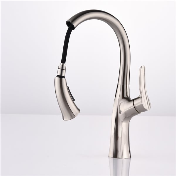 Boyel Living Brushed Nickel 1-Handle Deck Mount Zinc Alloy Pull-Down Lever Kitchen Faucet