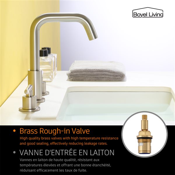 Clihome Brushed Nickel 2-Handle Deck Mount Widespread WaterSense Labelled Bathroom Sink Faucet