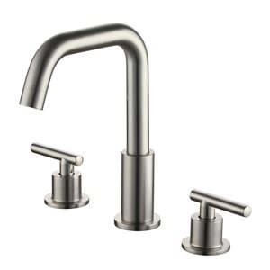 Clihome Brushed Nickel 2-Handle Deck Mount Widespread WaterSense Labelled Bathroom Sink Faucet