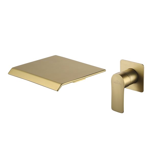 Clihome Brushed Gold 1-Handle Wall Mount WaterSense Labelled Bathroom Sink Faucet