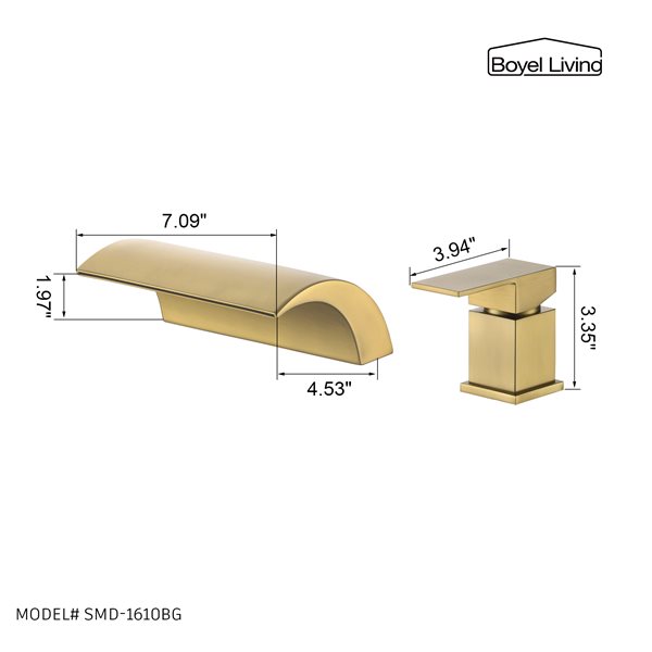 Clihome Brushed Gold 1-Handle Widespread 2-Hole WaterSense Labelled Bathroom Sink Faucet