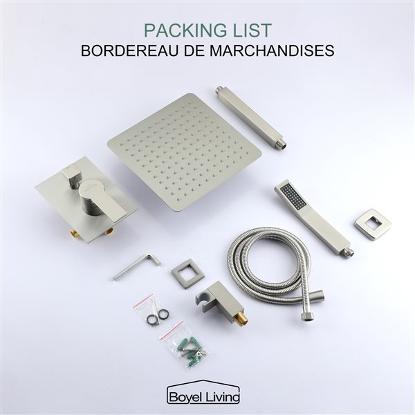 Clihome Brushed Nickel 10-in Metal Ceiling Shower Head with Built-in Shower System