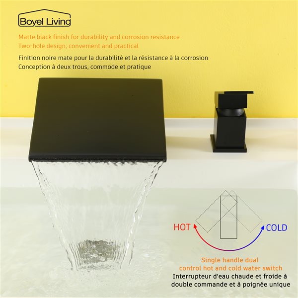 Clihome Matte Black 1-Handle 2-Hole WaterSense Labelled Bathroom Sink Faucet