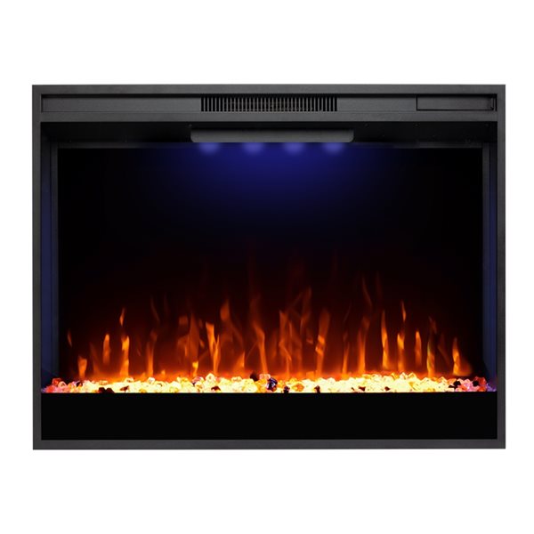 Clihome 33-in W Black LED Built-in and Wall Mount Electric Fireplace ...