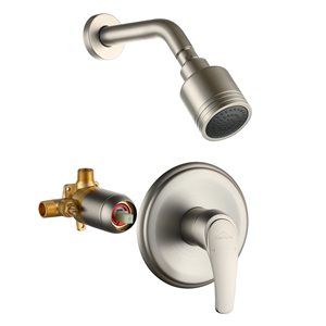 Clihome Brushed Nickel 2.52-in Metal Fixed Rain Shower Head with Built-in Shower System