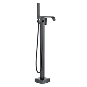 Clihome 1-Handle Freestanding Bathtub Filler with Hand Shower Included - Matte Black