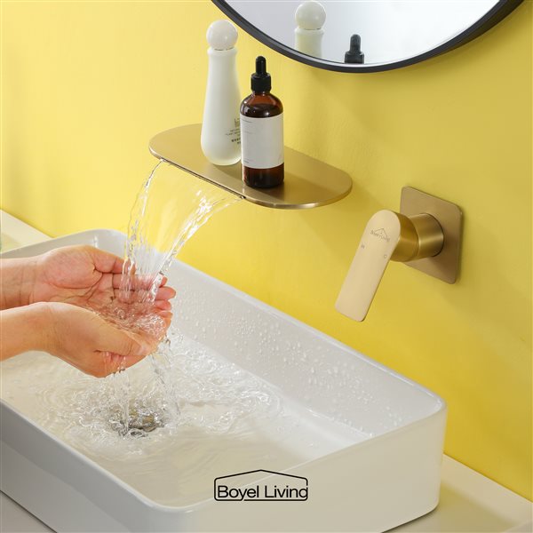 Clihome 1-Handle Wall Mount WaterSense Labelled Bathroom Sink Faucet - Brushed Gold