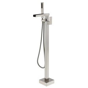 Clihome Brushed Nickel 1-Handle Freestanding Bathtub Faucet with Hand Shower Included