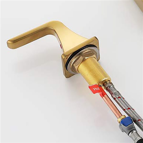 Boyel Living Brushed Gold 2-Handle Widespread WaterSense Labelled Bathroom Sink Faucet with Drain Included